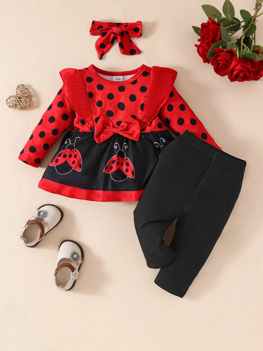 Children's Ruffled Top Pants Set Headband (5)