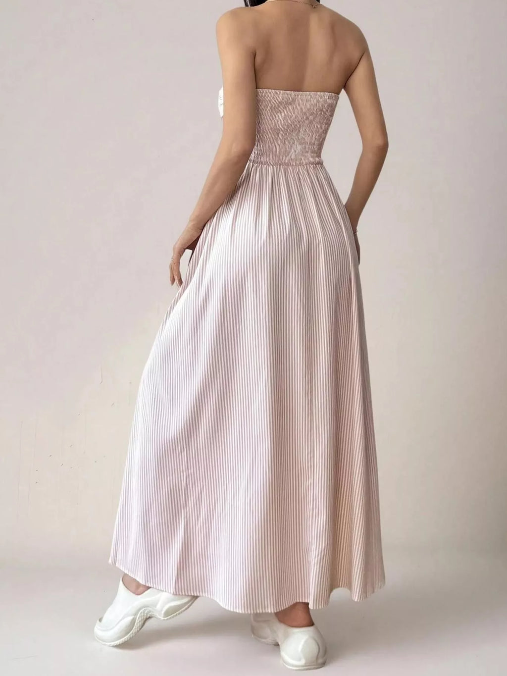 Striped Strapless Casual Maxi Dress (14)