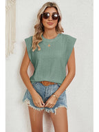 Eyelet Round Neck Tank