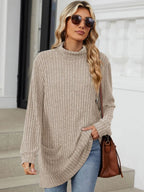 Ribbed Mock Neck Long Sleeve T-shirt (15)