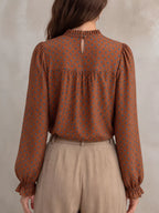 Printed Flounce Sleeve Blouse (2)