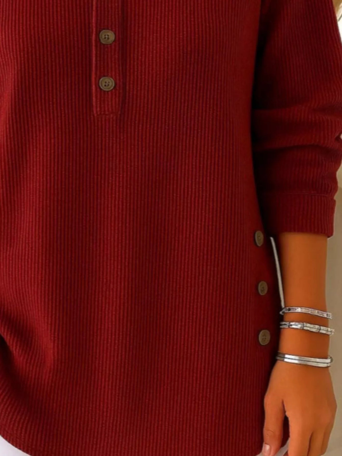 Full Size Button Detail Corduroy Top Plus (3)