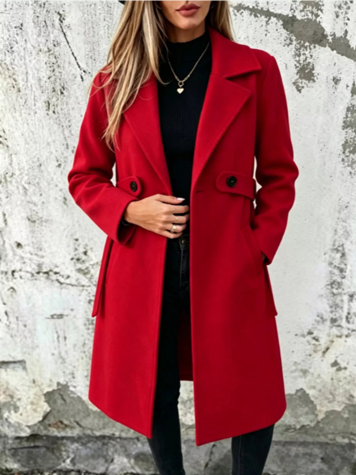 Full Size Lapel Collar Longline Overcoat Plus (15)