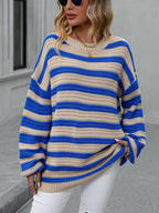 Striped Dropped Shoulder Sweater (8)