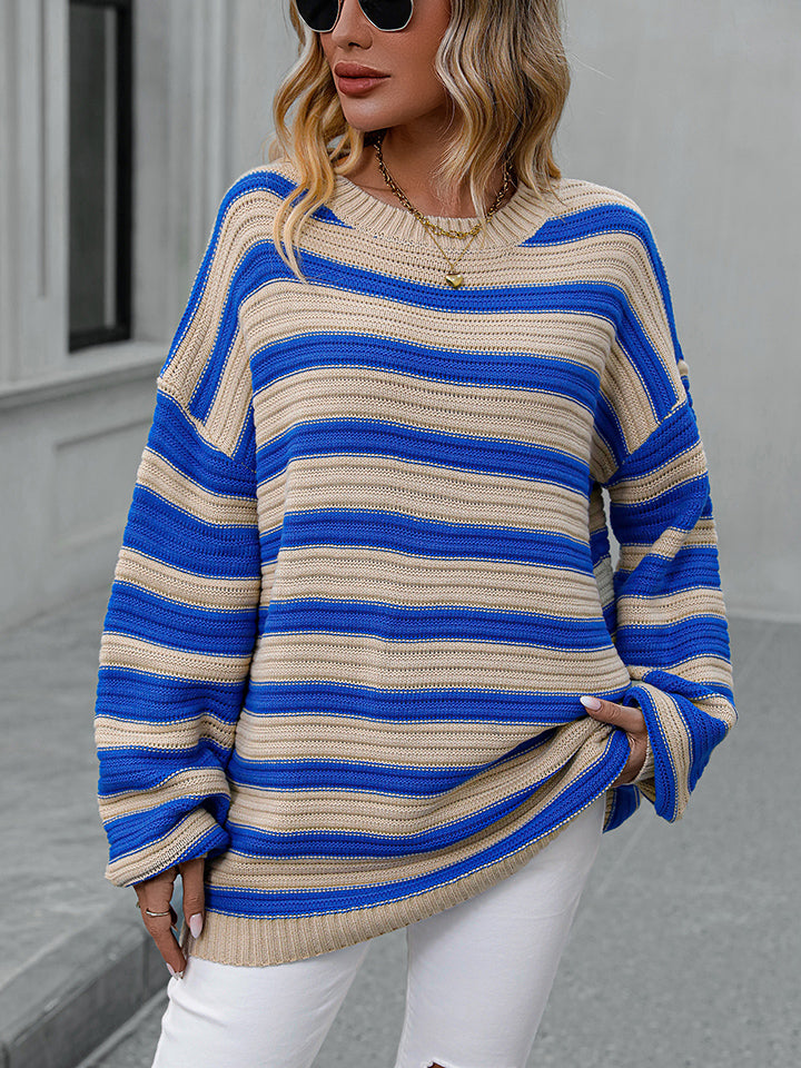 Striped Dropped Shoulder Sweater (8)