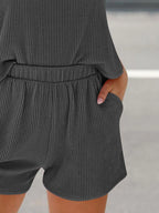 Round Neck Sleeveless Top Shorts Set (17)