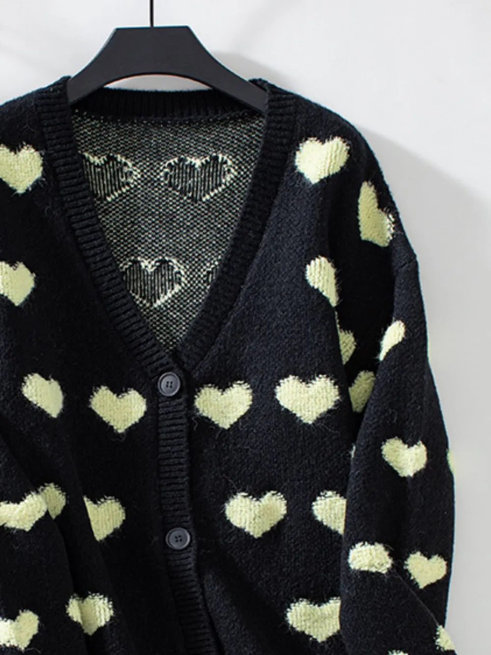 Heart V-neck Button Up Long Sleeve Cardigan (8)