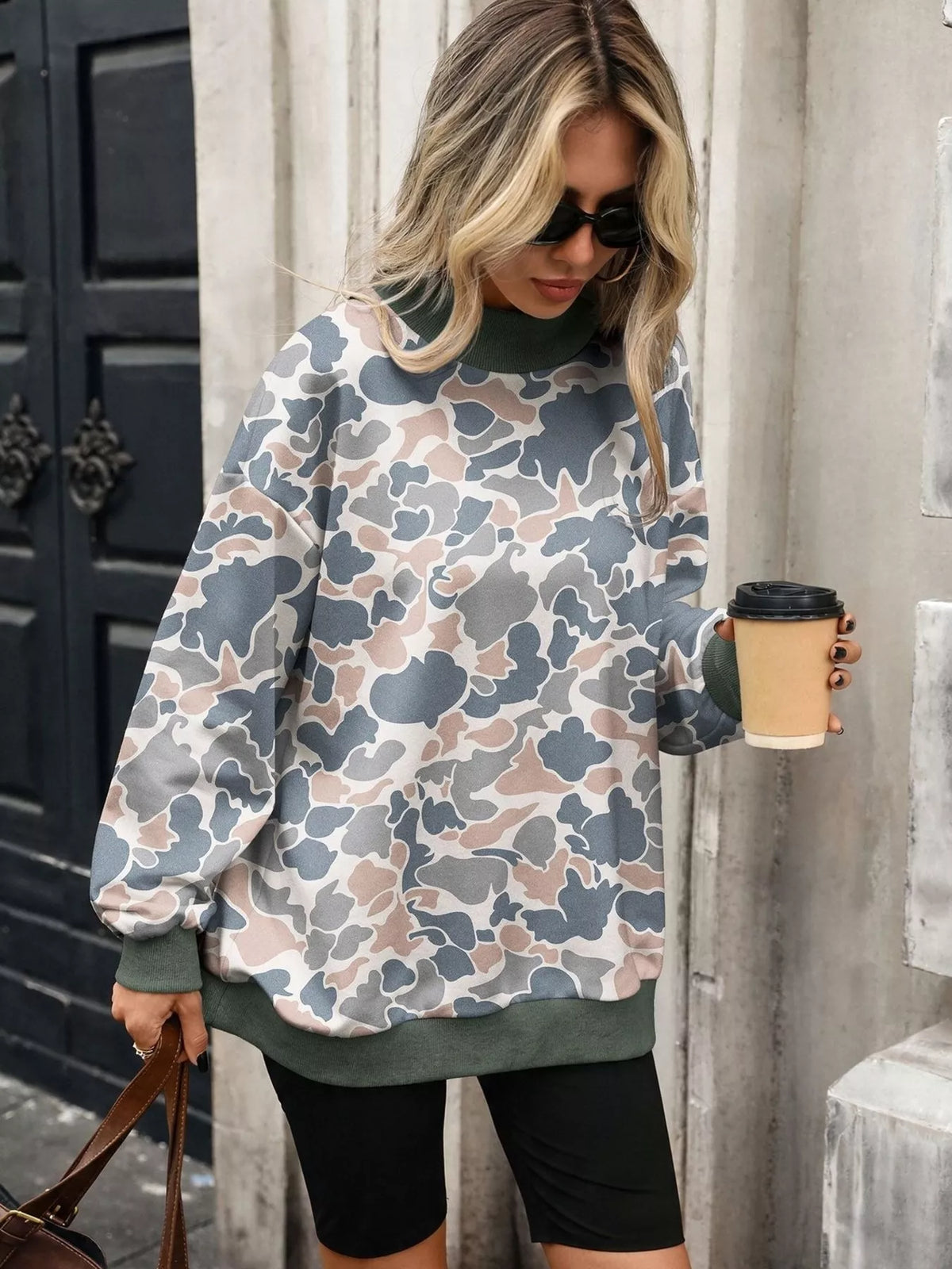 Camouflage Print Mock Neck Sweatshirt (4)