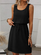 Waffle-knit Drawstring Mini Tank Dress (9)