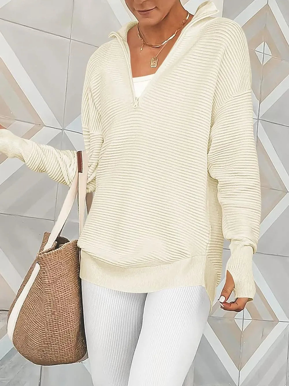 Half Zip Long Sleeve Knit Top (29)