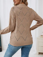 Long Sleeve Diamond Eyelet Knit Top (2)