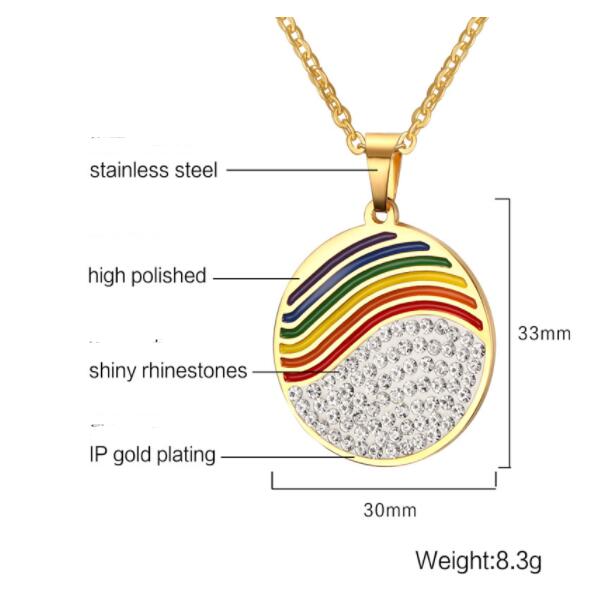 Lgbt Six-color Rainbow Titanium Steel Pendant Necklace photo 7