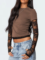 Lace Sleeve Fitted T-shirt (5)