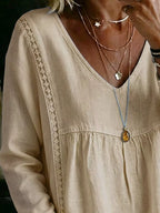 Full Size V-neck Lace Trimmed Long Sleeve Blouse Plus (11)