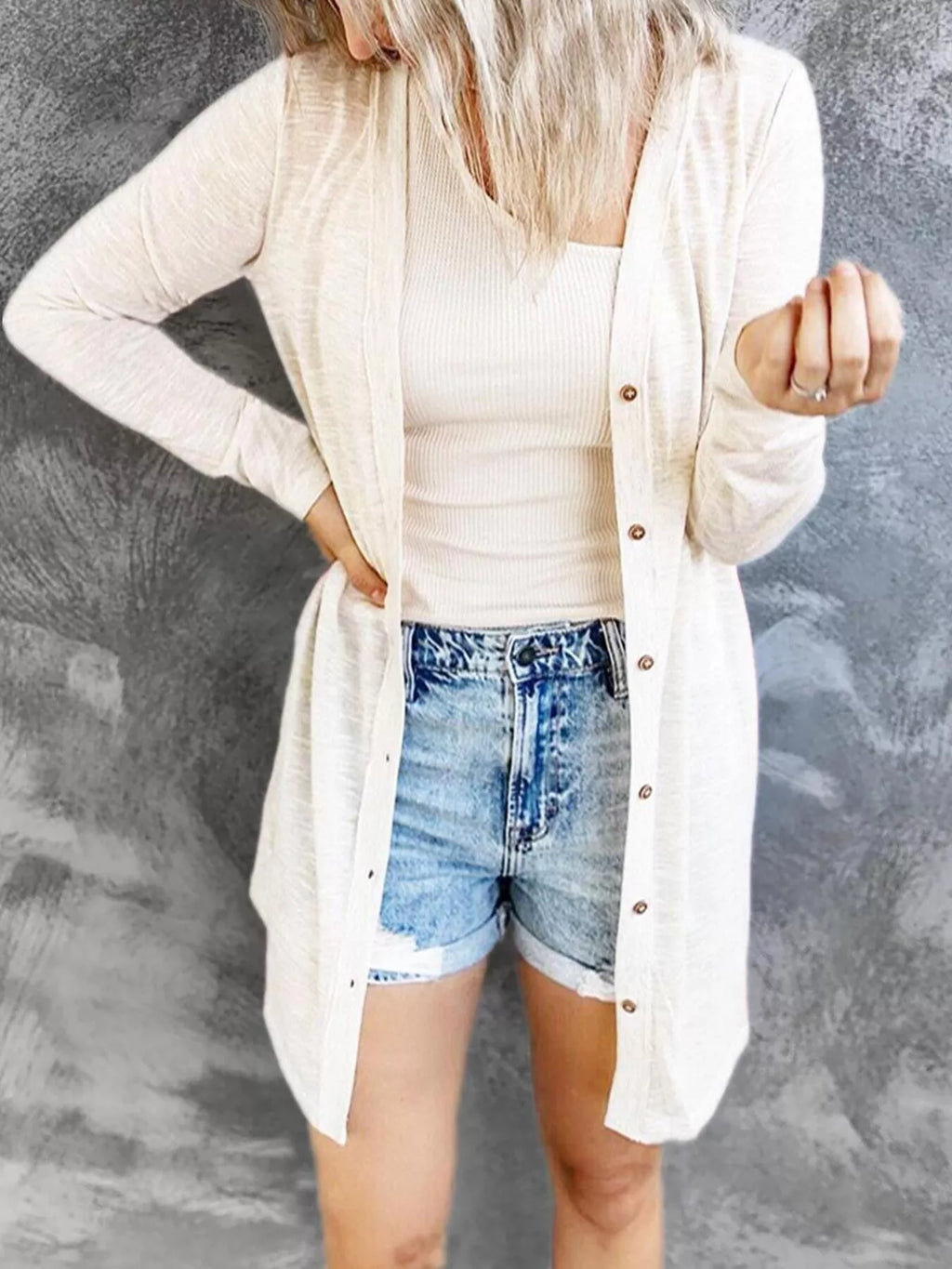 Full Size Lightweight Button-up Cardigan Plus