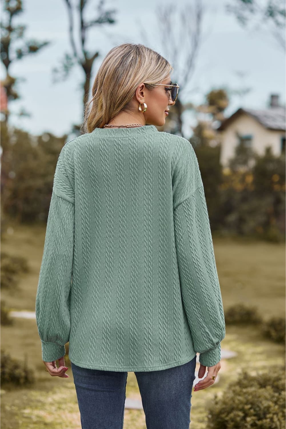 V-neck Dropped Shoulder Blouse (6)