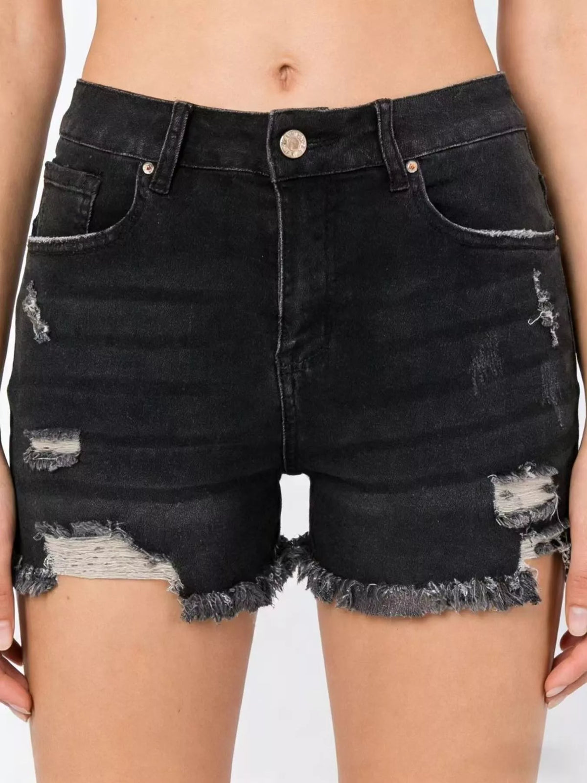 Distressed Frayed Hem Denim Shorts (10)