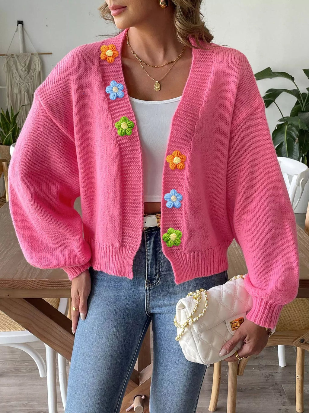 Flower Open Front Cardigan (2)