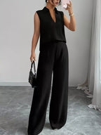 Sleeveless Top Wide Leg Pants Set (12)