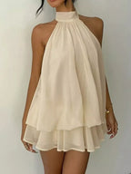 Halter Neck Chiffon Mini Dress (11)