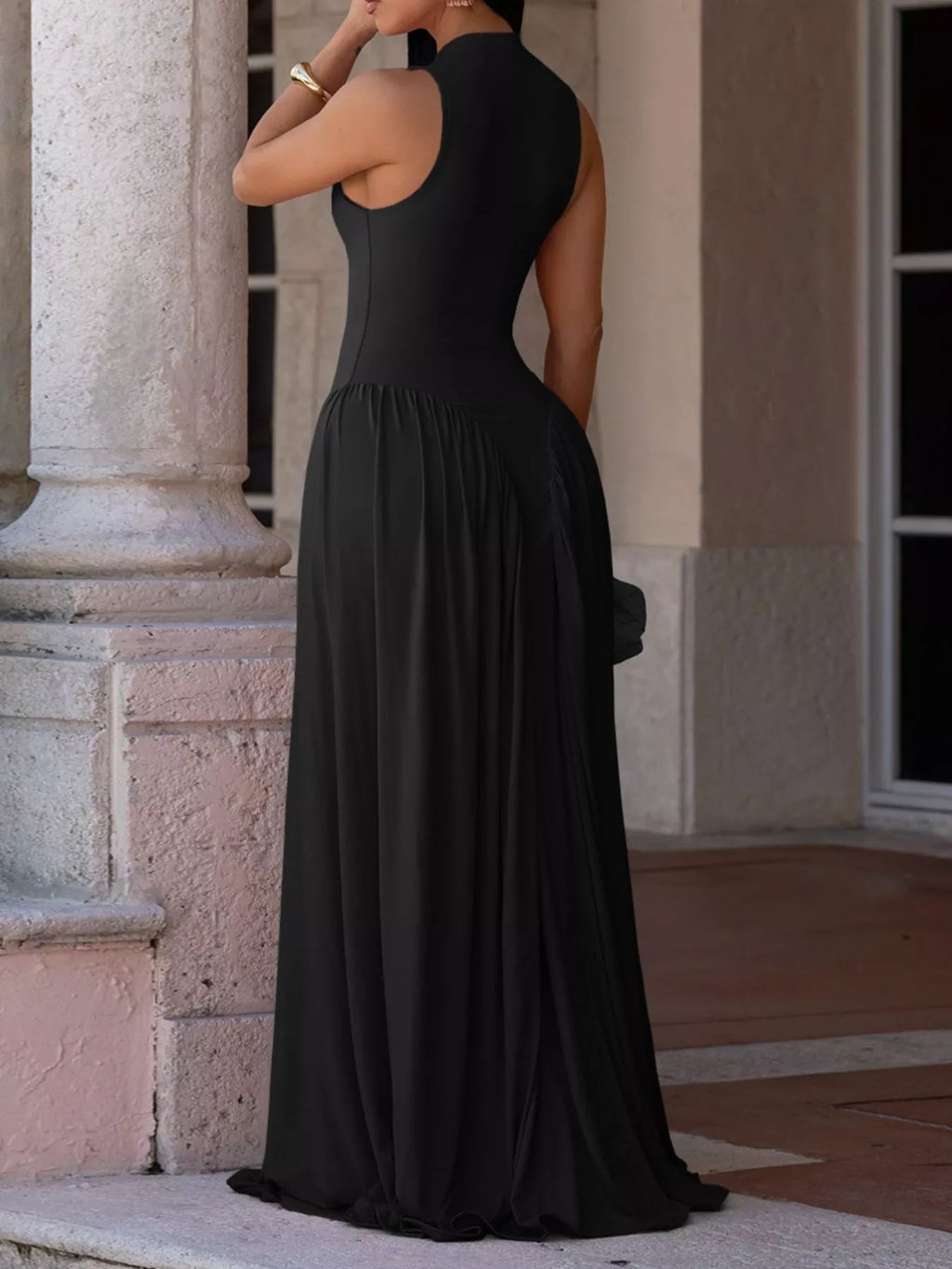 Sleeveless O-neck Maxi Dress (4)