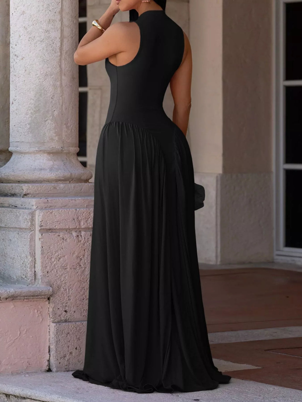Sleeveless O-neck Maxi Dress (4)