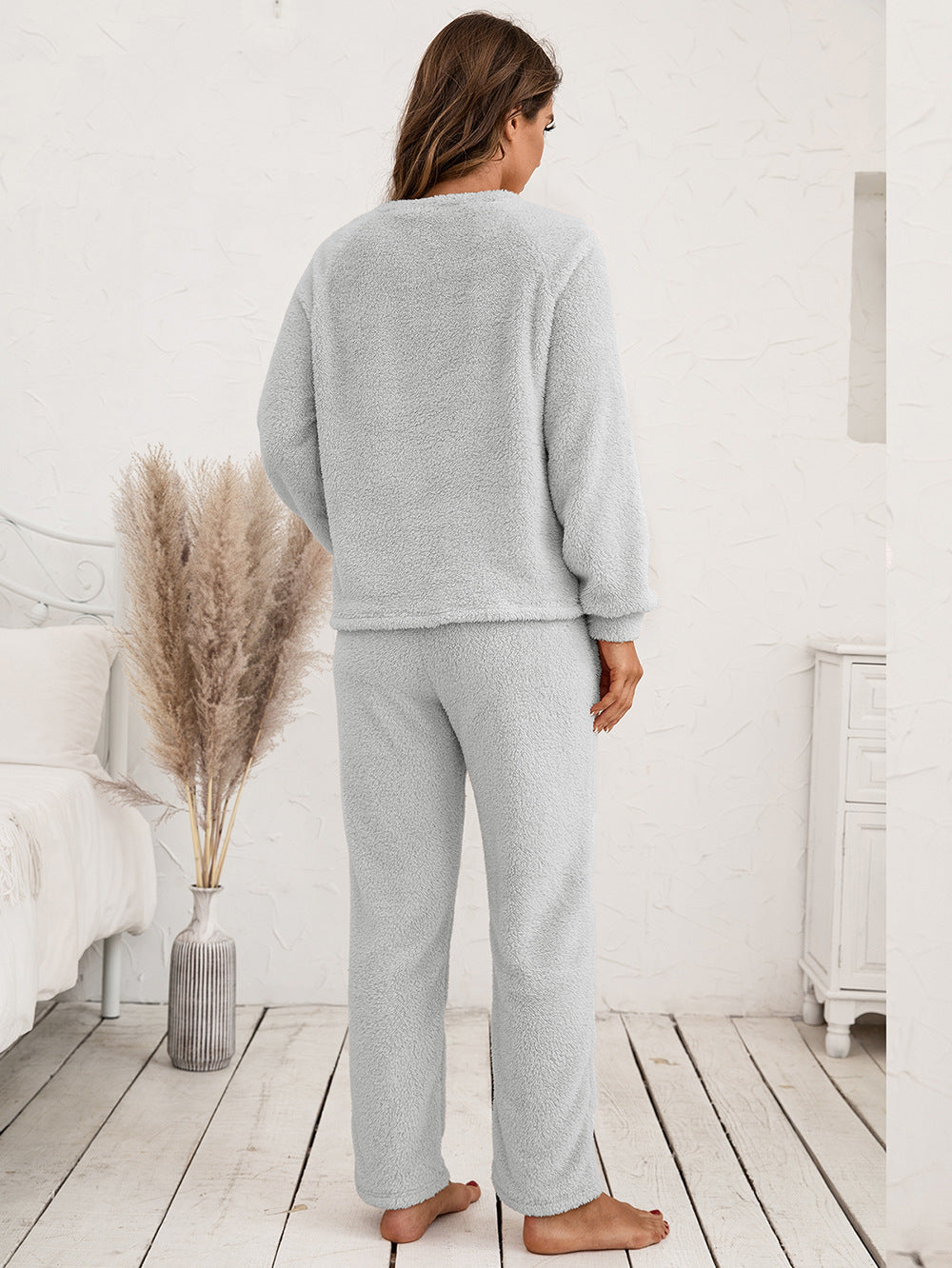 Teddy Long Sleeve Top Pants Lounge Set (12)