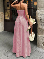 Striped Halter Neck Maxi Dress (11)