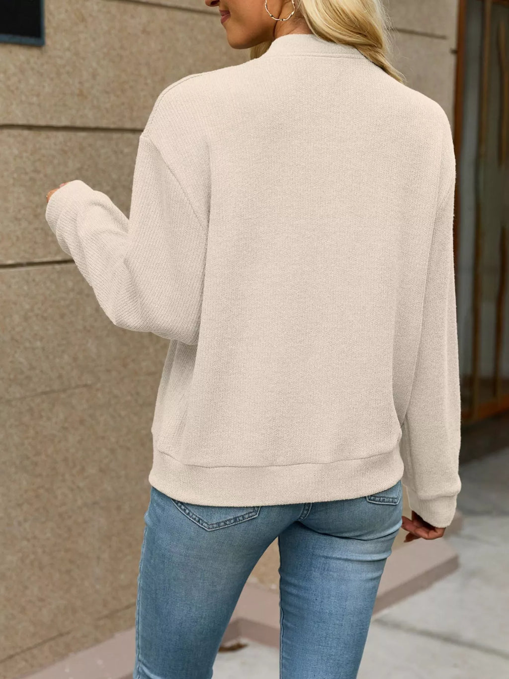 Zip-up Dropped Shoulder Top (10)