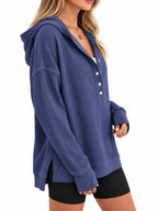 Full Size Snap Button Placket Dropped Shoulder Hoodie Plus (16)