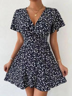 Floral Flutter Sleeve Wrap Mini Dress (22)