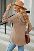 Decorative Button Drawstring Long Sleeve Hoodie (18)
