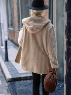 Open Front Ribbed Hooded Coat (2)