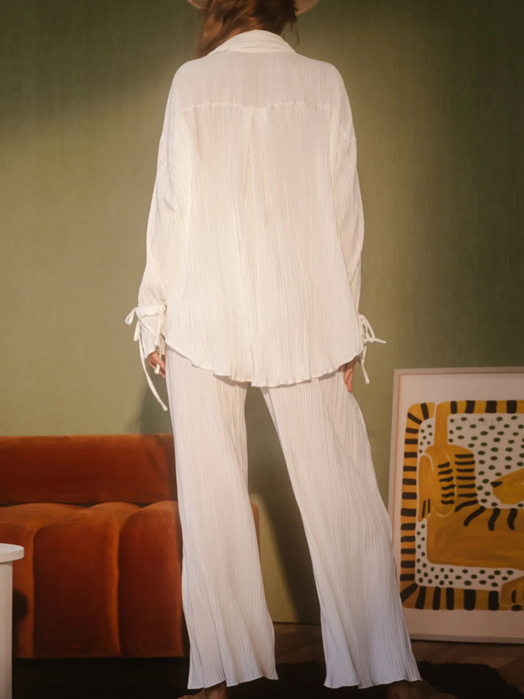 Button Up Long Sleeve Top Pants Set (22)
