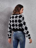 Geometric Button Up Long Sleeve Cardigan (12)