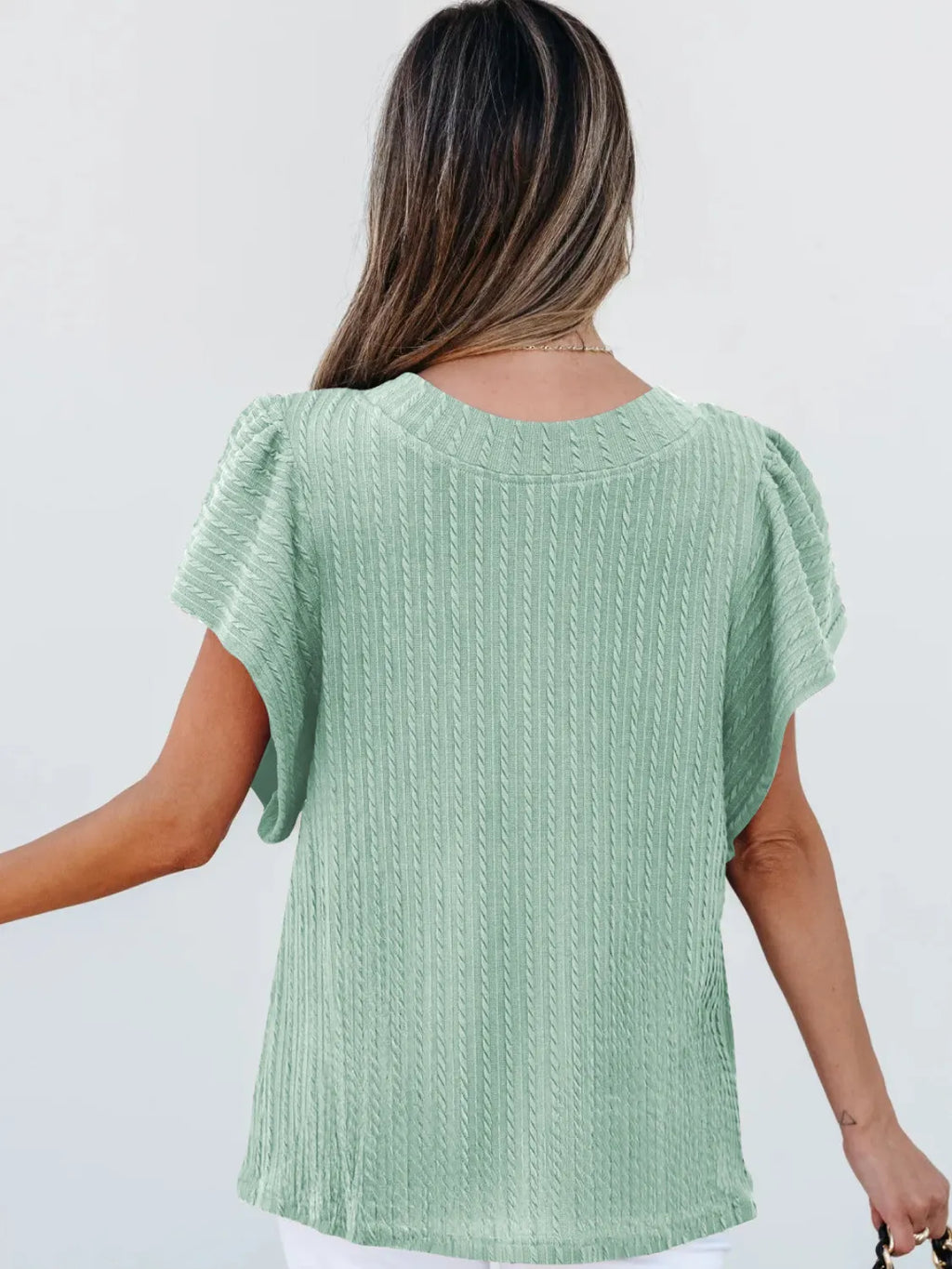 Round Neck Ruffle Sleeve Top (7)