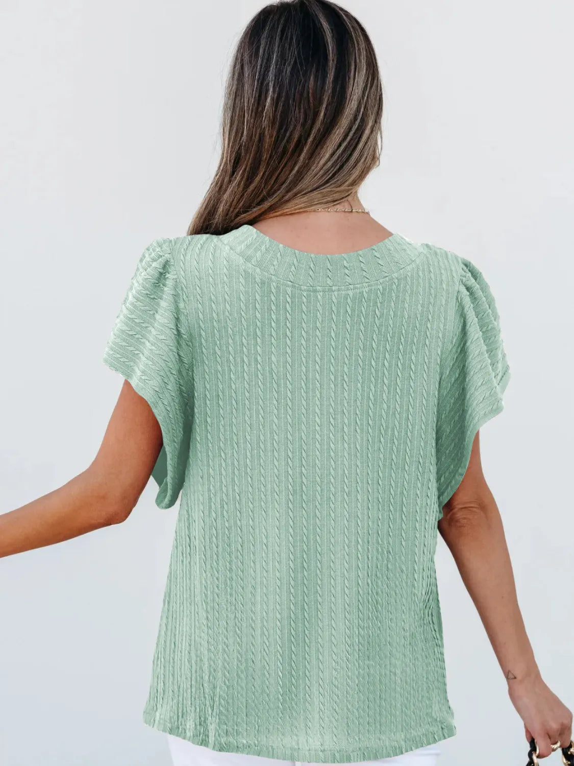 Round Neck Ruffle Sleeve Top (7)