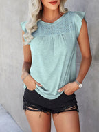 Ruffled Round Neck Cap Sleeve T-shirt (15)