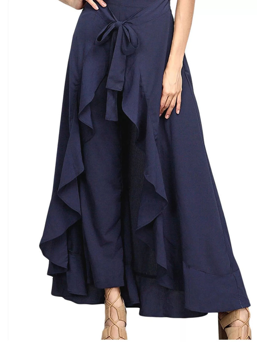 Full Size High-waisted Tie-front Ruffled Wide-leg Pants Plus (8)