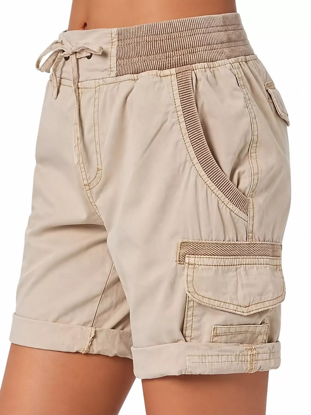 Full Size Drawstring Cargo Shorts Plus (5)