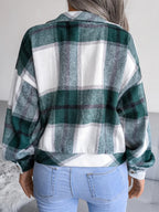 Plaid Collared Neck Long Sleeve Jacket (15)