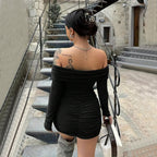 Off-neck Dress High Waist photo 3