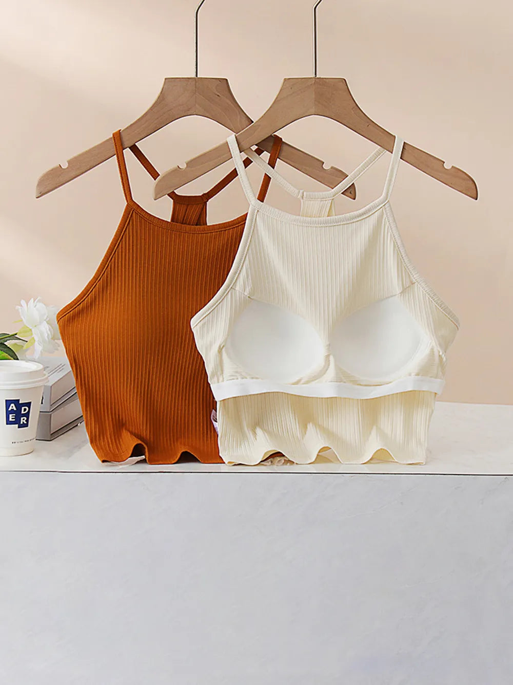 Grecian Neck Cropped Tank Chest Pads (15)