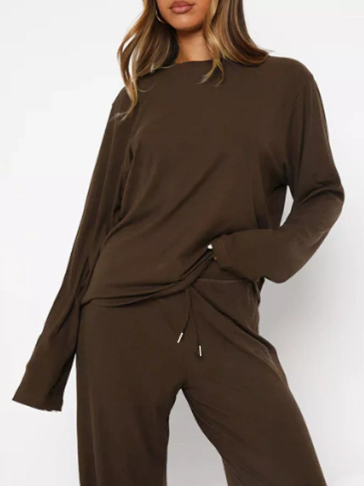 Relaxed Fit Long Sleeve Top Pants Set (4)