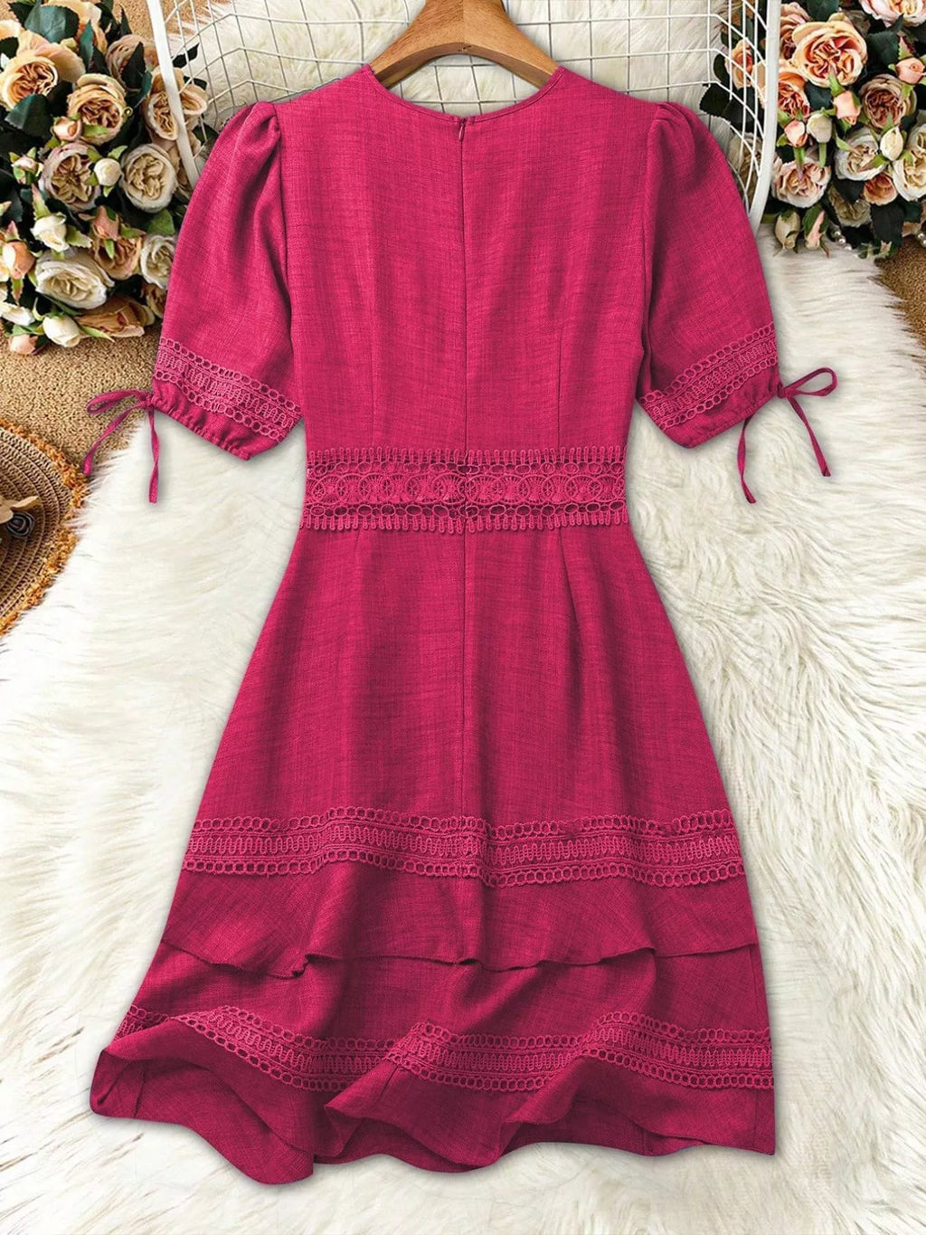 Lace Detail V-neck Mini Dress (22)