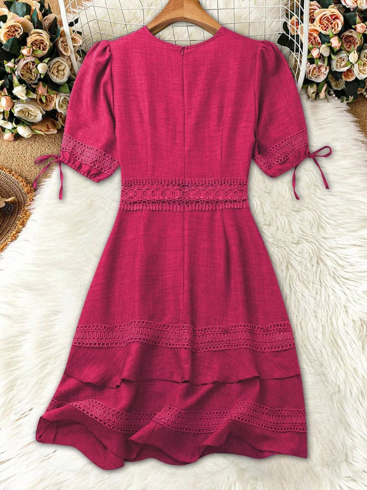 Lace Detail V-neck Mini Dress (22)