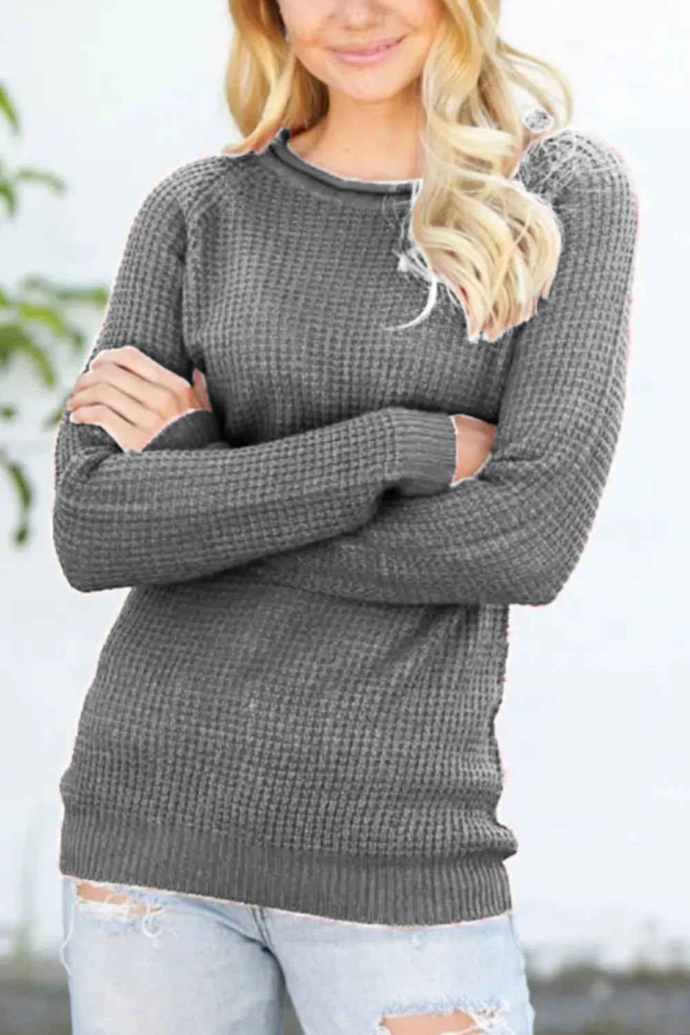 Round Neck Raglan Sleeve Sweater (9)