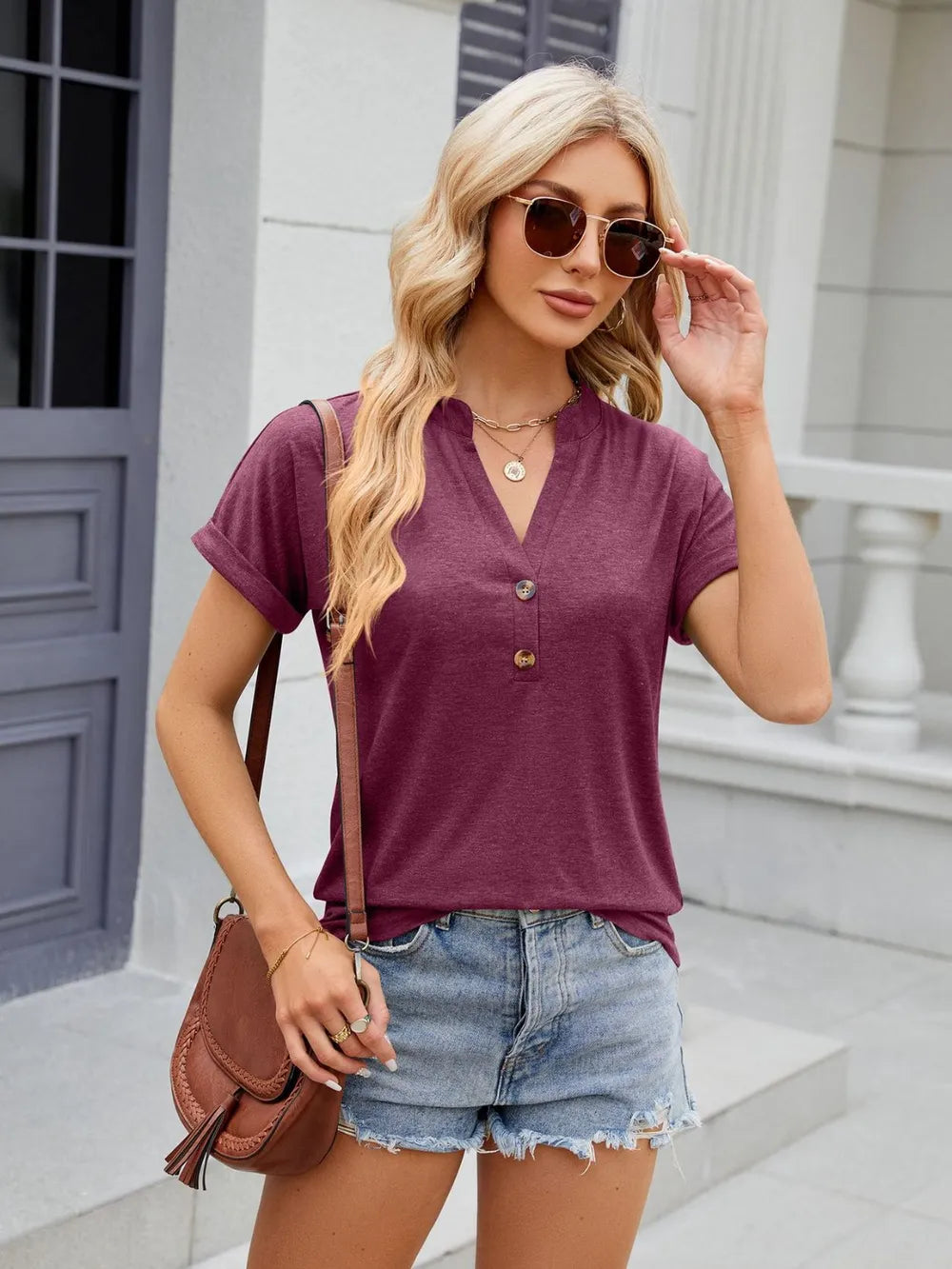 Notched Short Sleeve T-shirt (24)