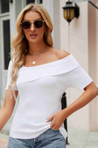 Asymmetrical Neck Rib-knit Top (14)