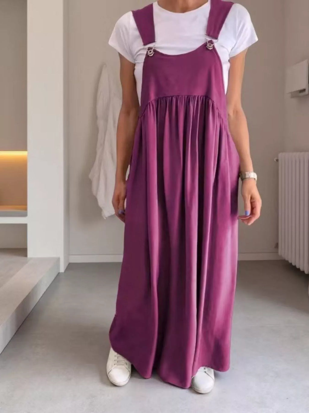 Full Size Ruched Wide Strap Overall Maxi Dress Plus (7)